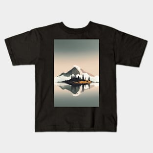 Aesthetic Simple Landscape Minimal Art Minimalist Artwork Kids T-Shirt